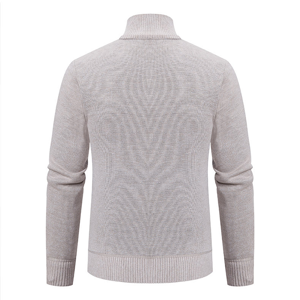 Veste chaude en tricot à col montant et fermeture éclair pour homme