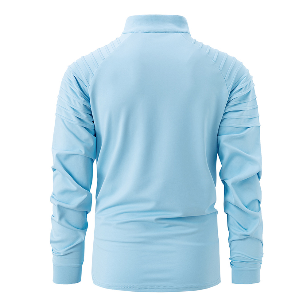 T-shirt patchwork à manches longues et col zippé pour hommes