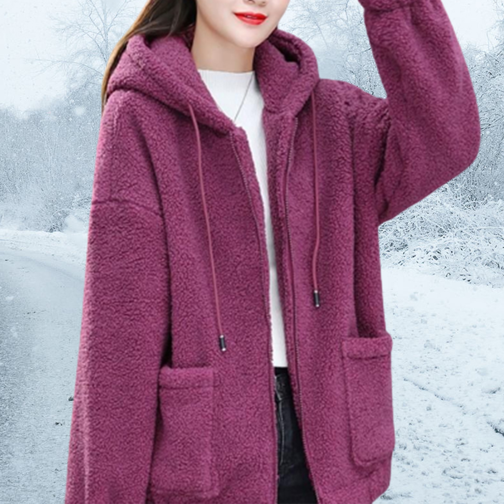 Warme Plüsch-Kapuzenjacke für Damen