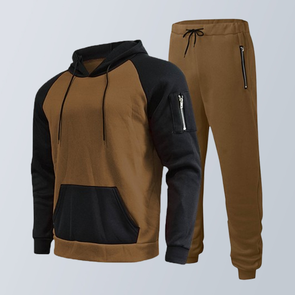 Zweiteiliger Anzug aus Sport-Sweatshirt und Hose mit Farbblockdesign für Herren