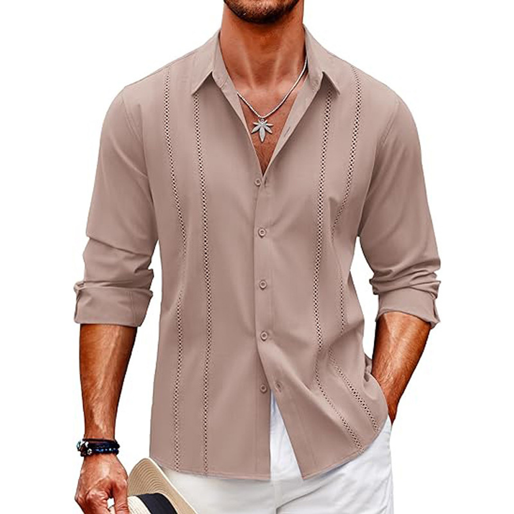 Chemise à manches longues simple et décontractée pour homme