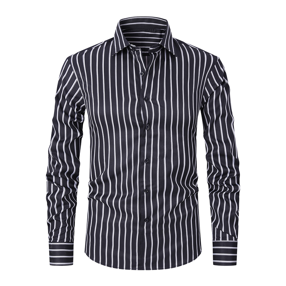 Chemise rayée décontractée et polyvalente pour homme