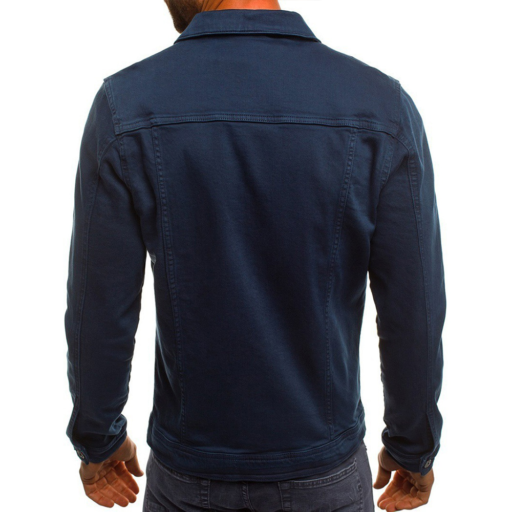 Veste en jean décontractée à revers boutonné pour homme
