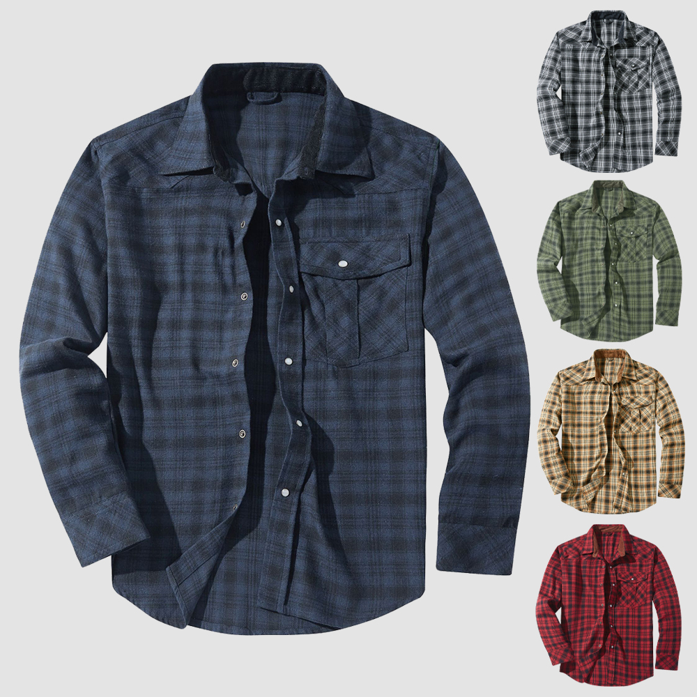 Langärmliges Flanellhemd mit Karomuster für Herren
