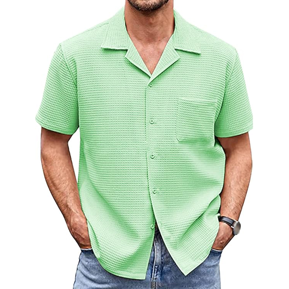Chemise décontractée à manches courtes et col de costume pour homme
