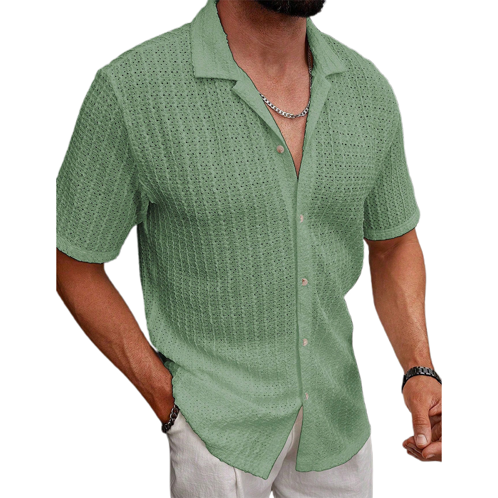 Chemise à manches courtes rayée légère et respirante pour homme