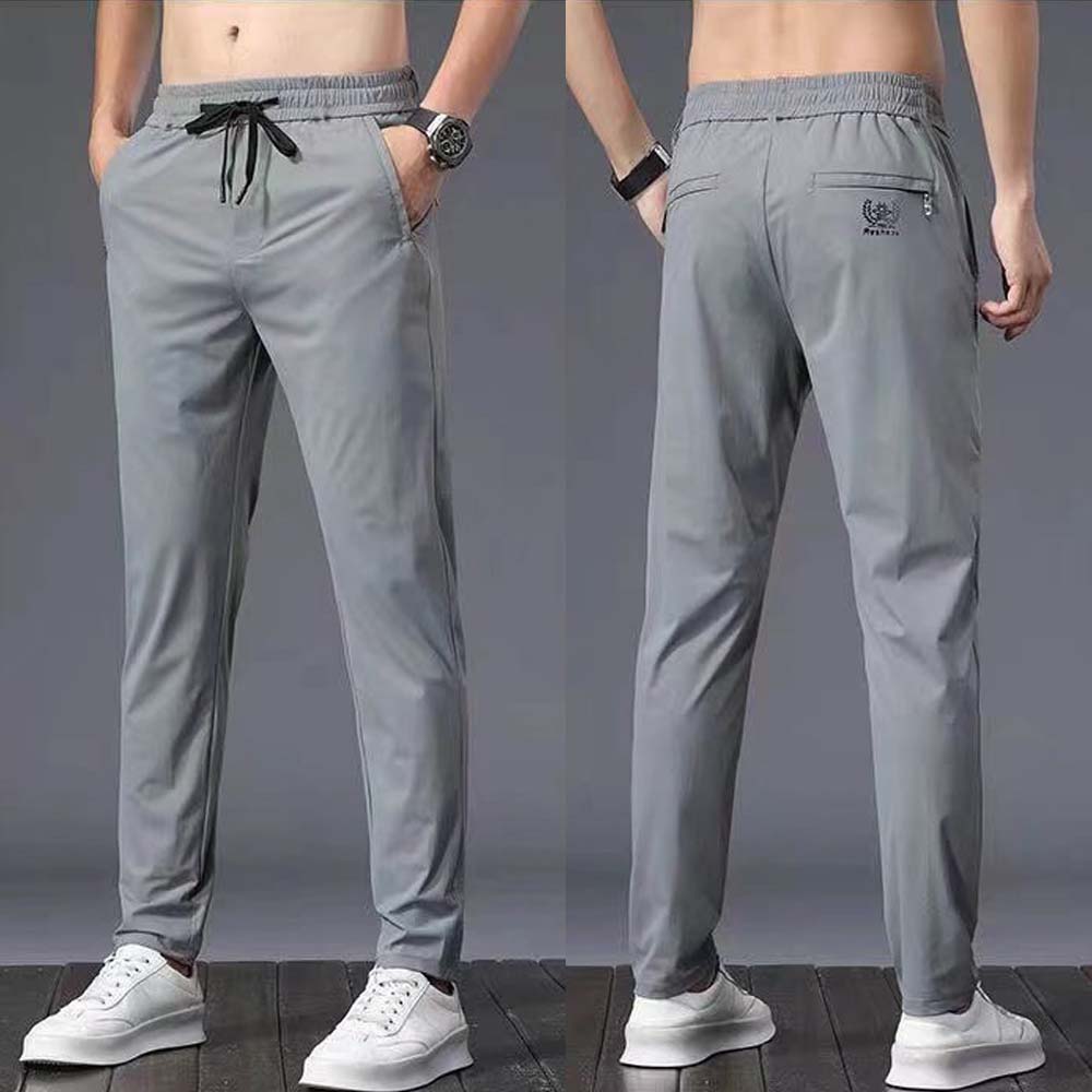 Metallwolke Pantaloni casual dritti da uomo in seta di ghiaccio traspirante