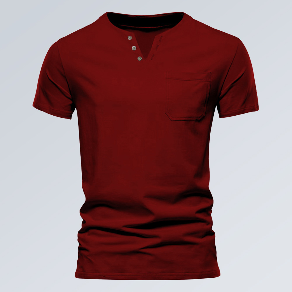 Modisches Herren-Sport-Oberteil mit V-Ausschnitt und einfarbigen Kurzarm