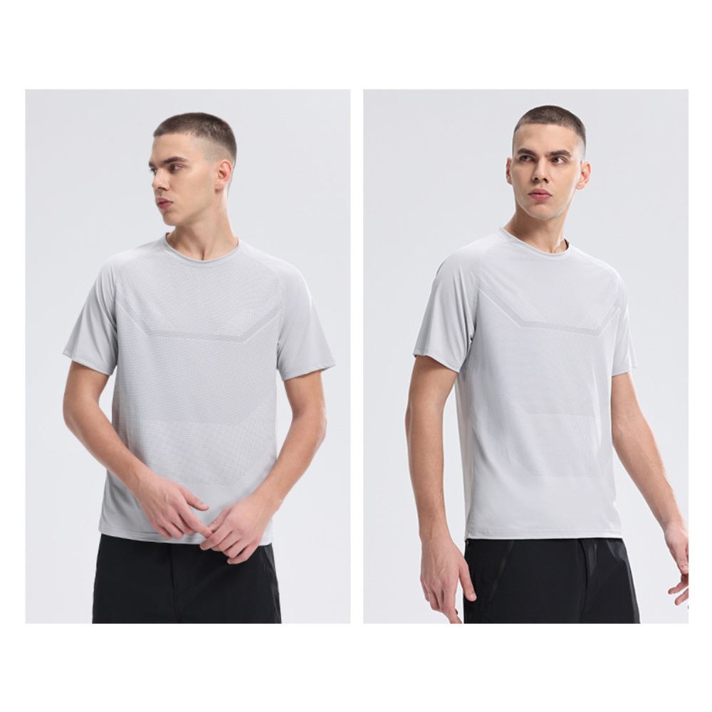 Atmungsaktives, schweißableitendes, schnell trocknendes Kurzarm-T-Shirt mit Rundhalsausschnitt