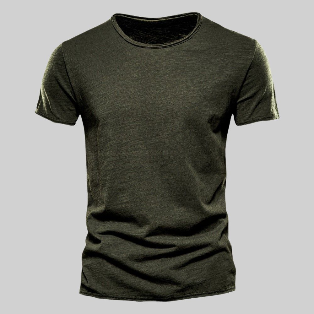 Einfarbiges Herren-T-Shirt aus Bambus-Baumwolle mit Rundhalsausschnitt und kurzen Ärmeln