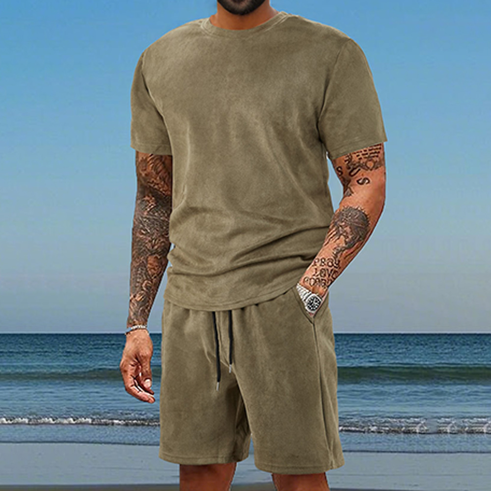 Dünner kurzärmeliger Herren-Sportanzug mit Shorts