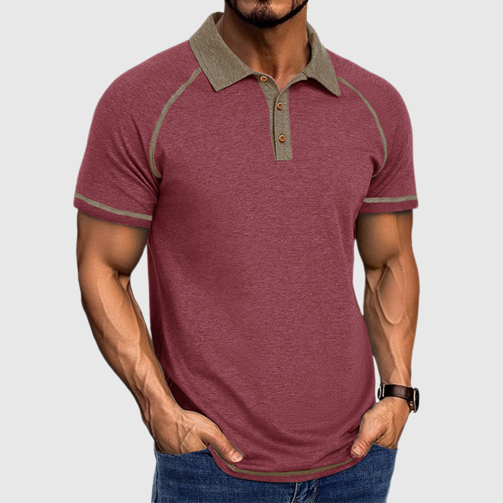Herren Poloshirt mit Colorblock-Revers und kurzen Ärmeln