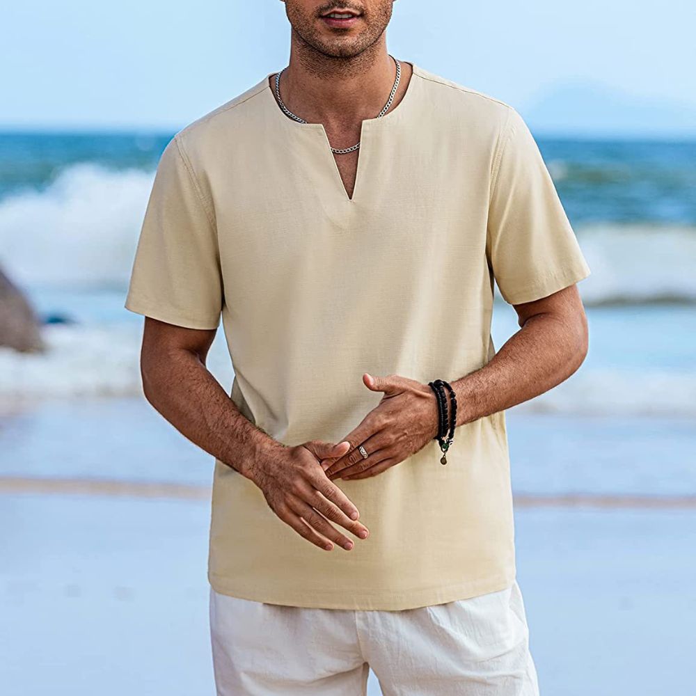 Atmungsaktives Kurzarm-T-Shirt mit V-Ausschnitt für Herren