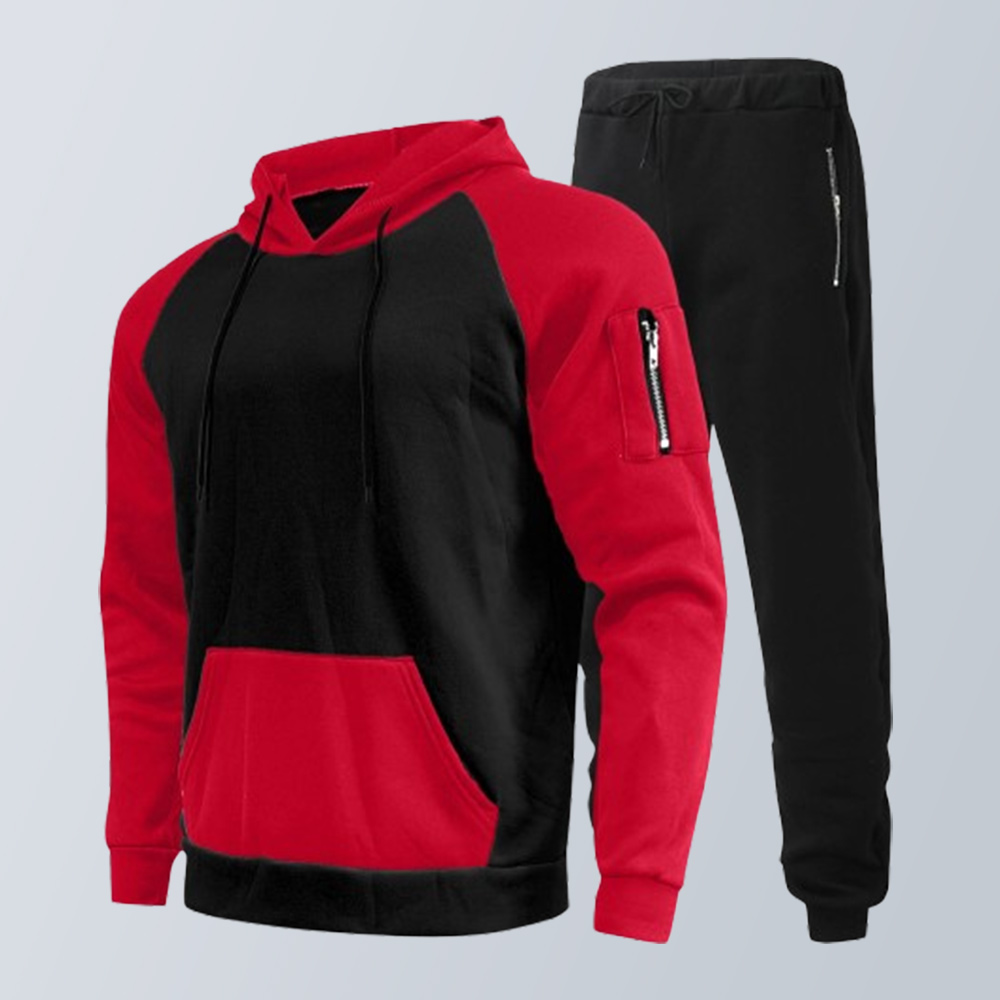 Zweiteiliger Anzug aus Sport-Sweatshirt und Hose mit Farbblockdesign für Herren