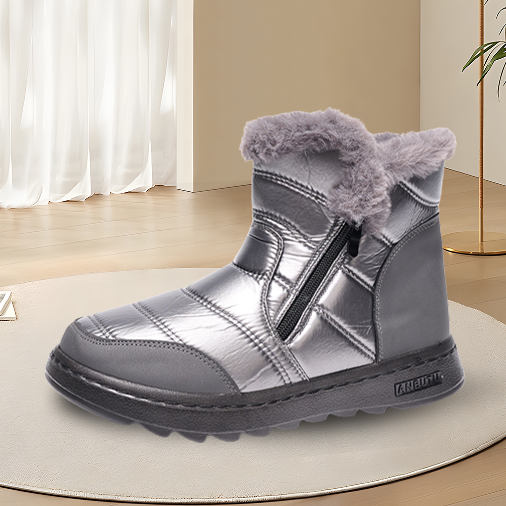 Damen-Schneestiefel mit diagonalem Reißverschluss und Fleece