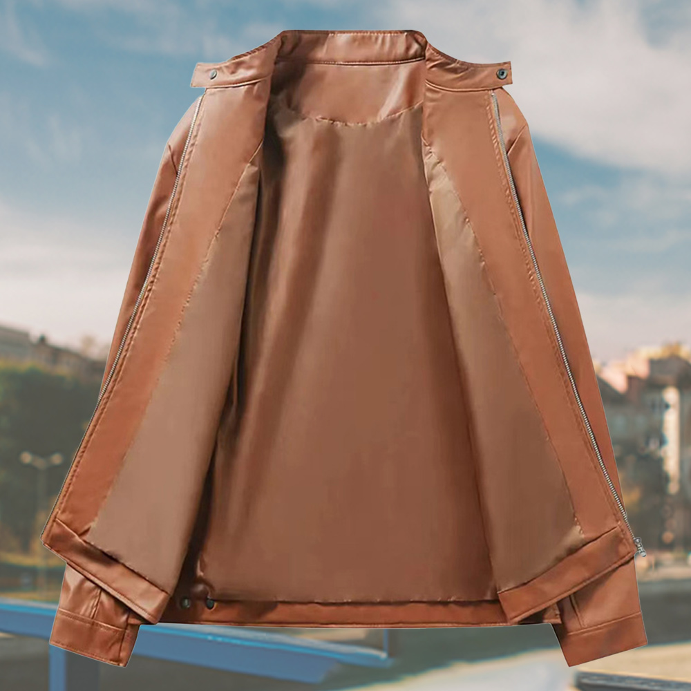 Alberchris™ New Men's Stand-up Collar Zipper Leather Jacket