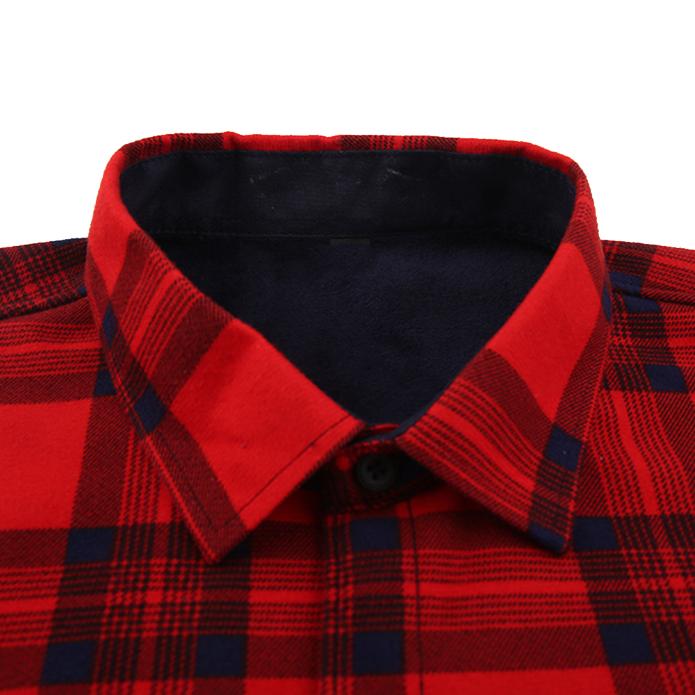 Herren-Winter-Langarmhemd mit verdicktem Karomuster