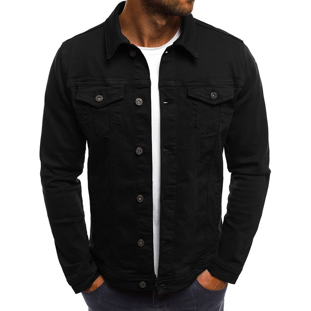 Veste en jean décontractée à revers boutonné pour homme