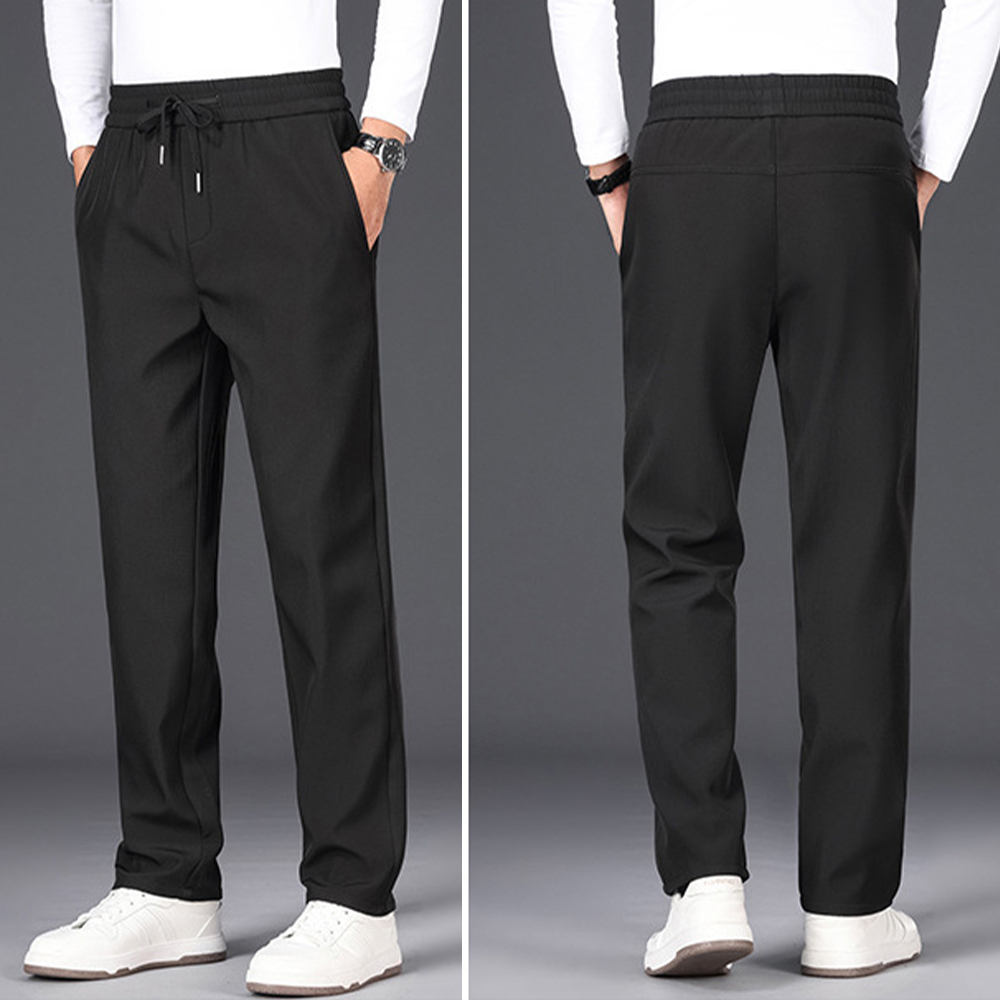 Pantalon décontracté droit extensible en polaire pour homme