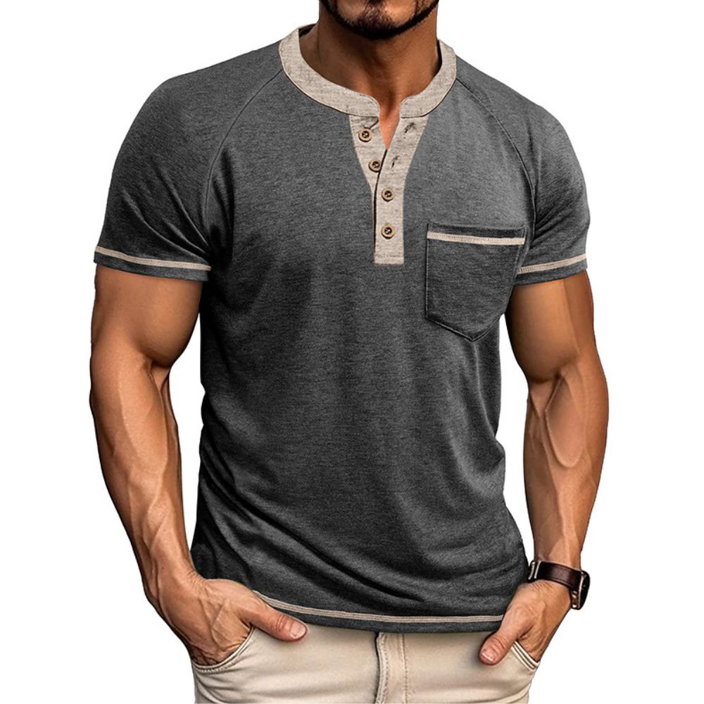 T-shirt à manches courtes en blocs de couleurs pour hommes