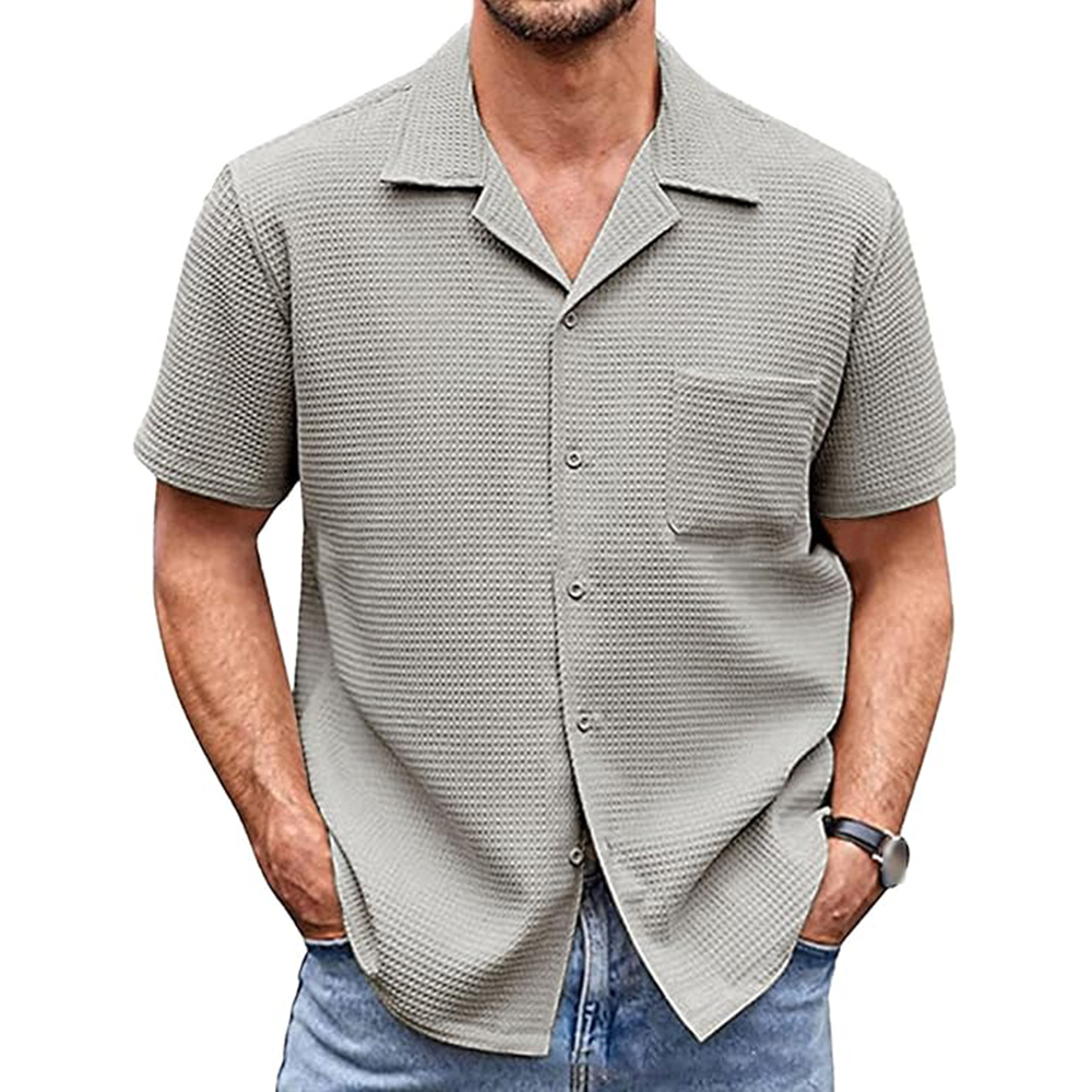 Chemise décontractée à manches courtes et col de costume pour homme
