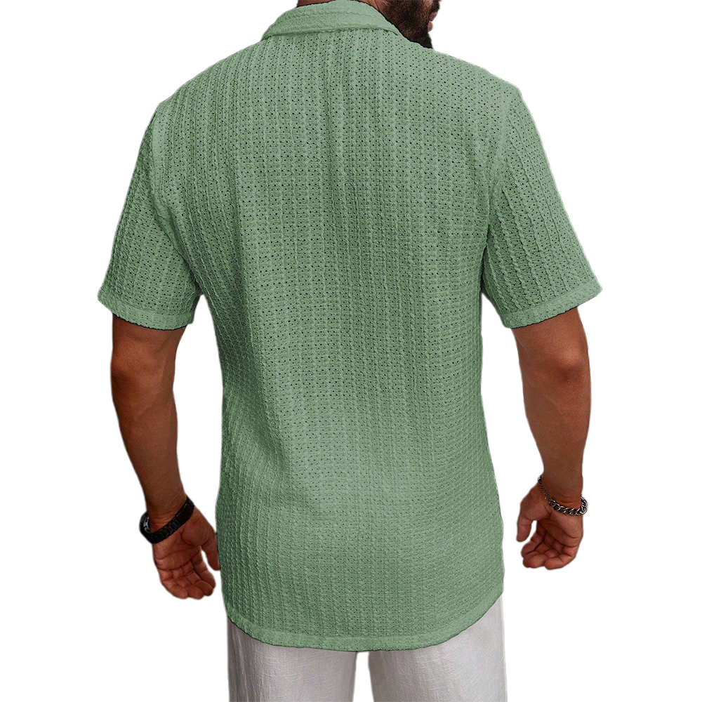 Chemise à manches courtes rayée légère et respirante pour homme