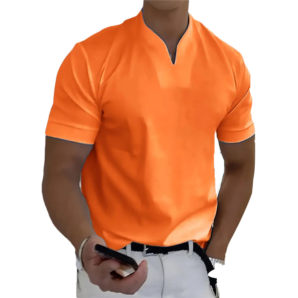 T-shirt à manches courtes et col en V élastique pour homme