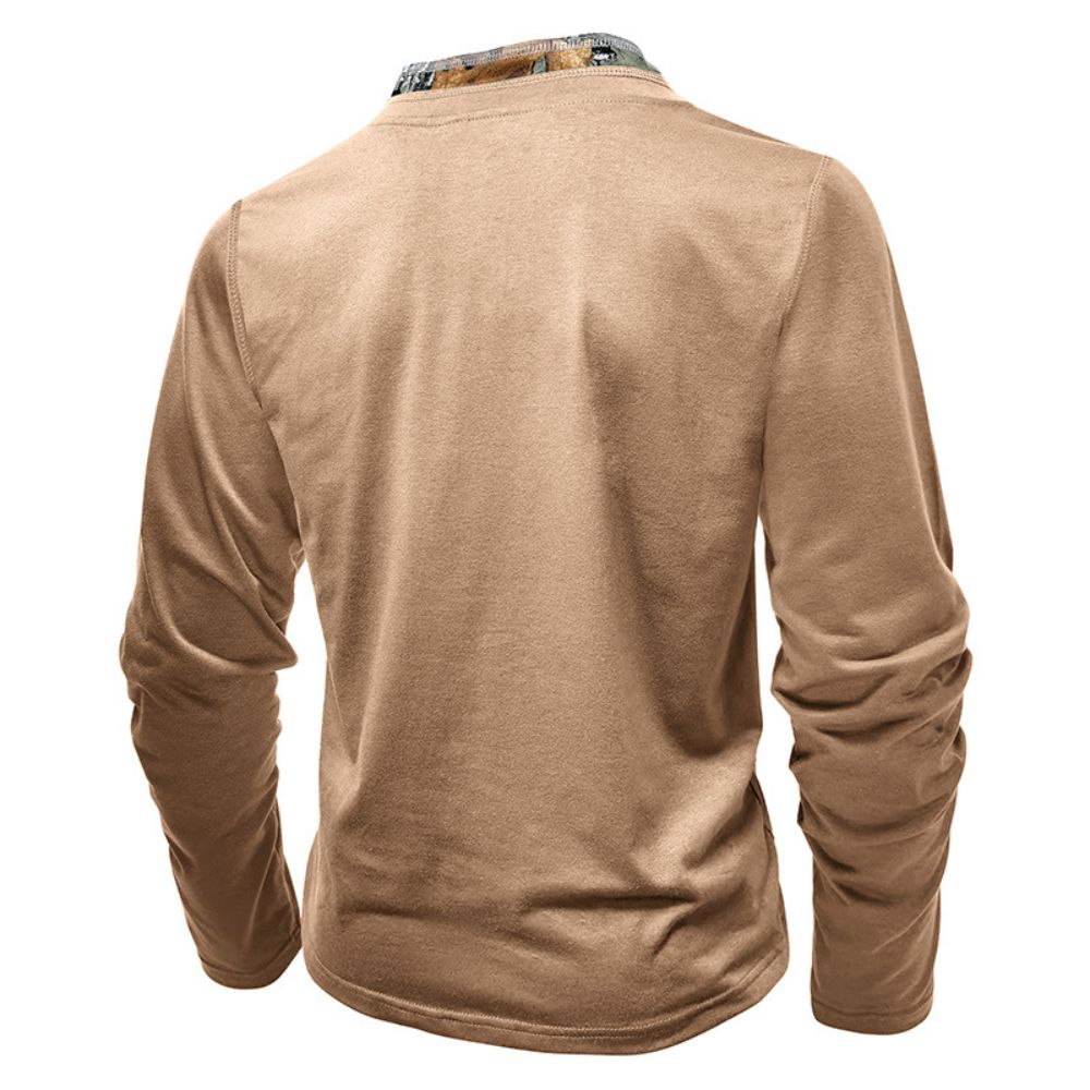 T-shirt décontracté à manches longues et blocs de couleurs pour hommes