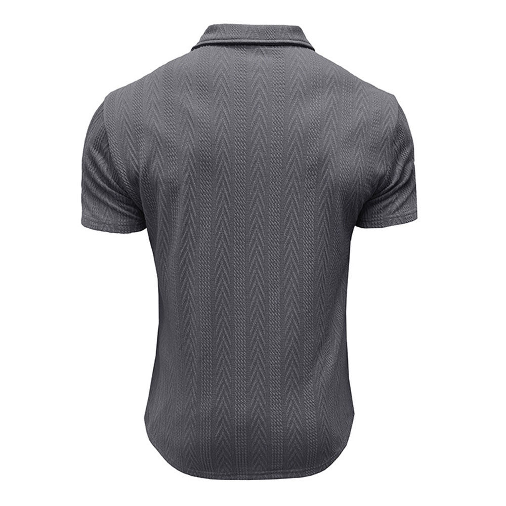 Polo d'été décontracté à manches courtes en jacquard respirant pour hommes