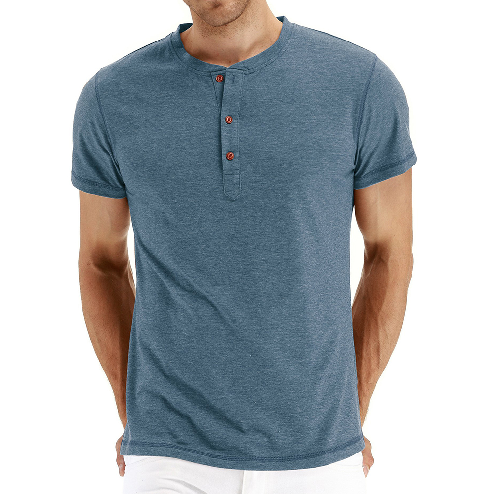 Sommer Herren Henley Kurzarm T-Shirt