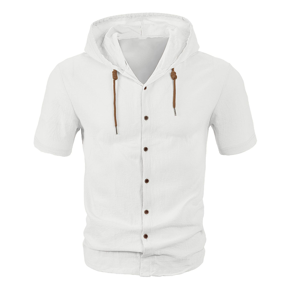 Herren-Strickjacke aus Baumwolle mit kurzen Ärmeln und Kapuze