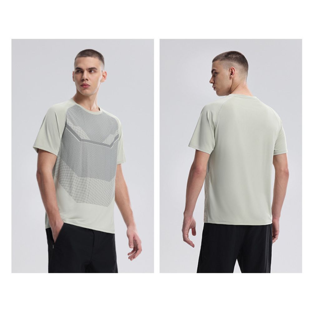 Atmungsaktives, schweißableitendes, schnell trocknendes Kurzarm-T-Shirt mit Rundhalsausschnitt