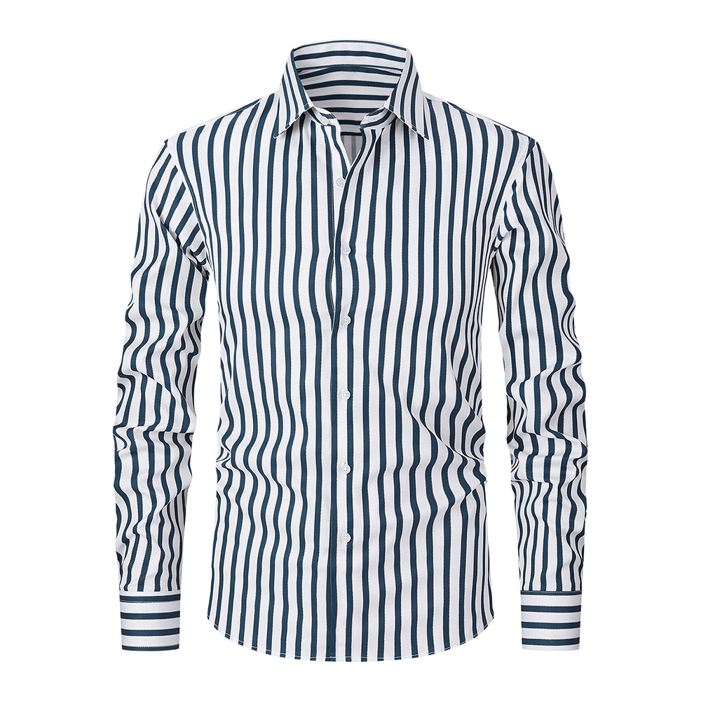 Chemise rayée décontractée et polyvalente pour homme