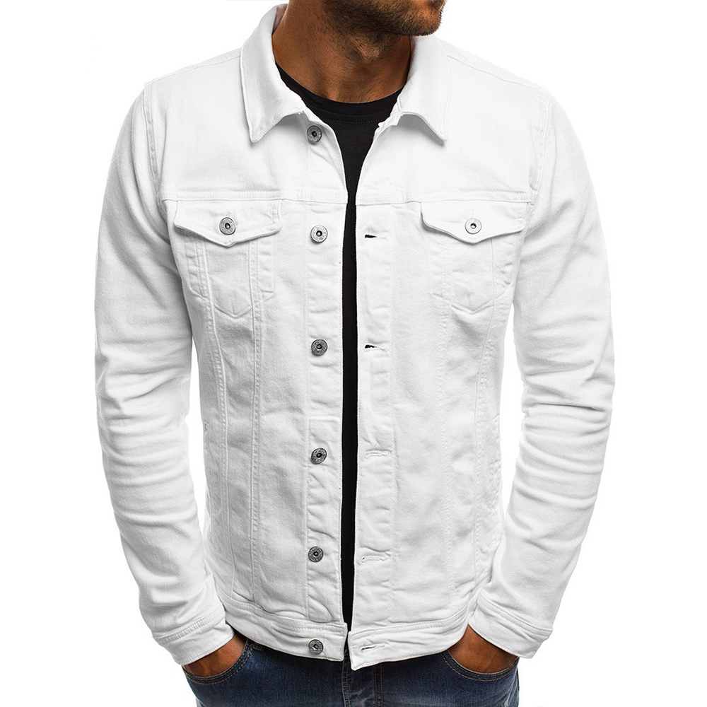 Veste en jean décontractée à revers boutonné pour homme