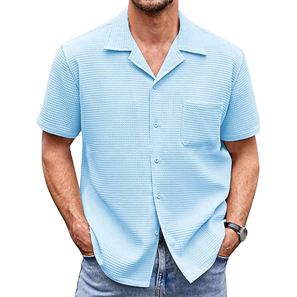 Chemise décontractée à manches courtes et col de costume pour homme