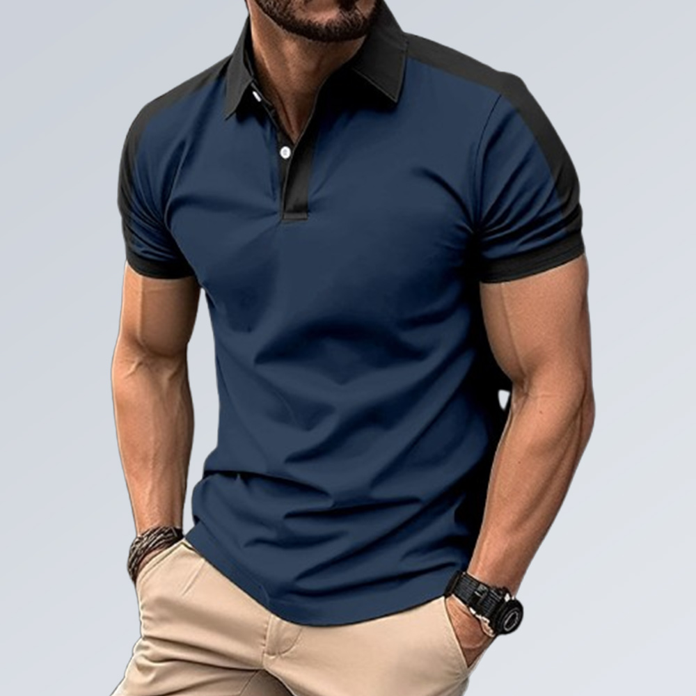 Kurzärmliges Poloshirt mit Colorblock-Revers für Herren