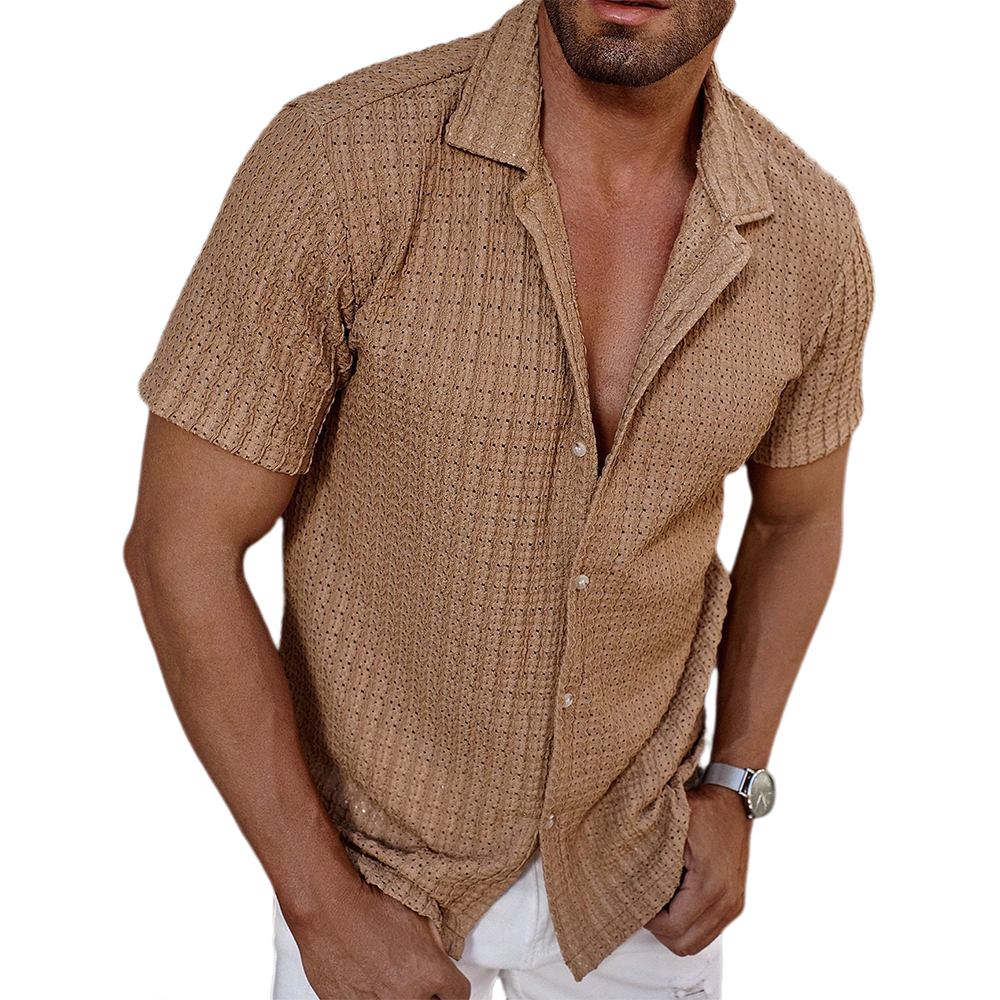 Chemise à manches courtes rayée légère et respirante pour homme