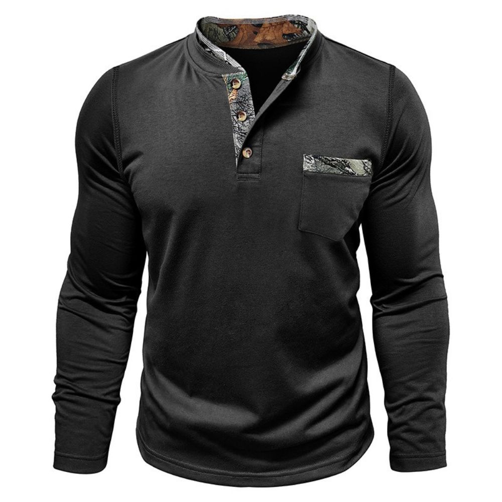 T-shirt décontracté à manches longues et blocs de couleurs pour hommes