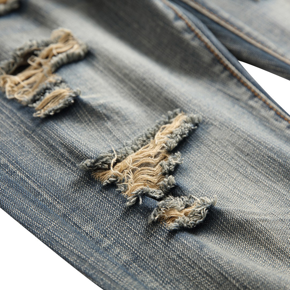 Stylische zerrissene Straight Slim Jeans für Herren