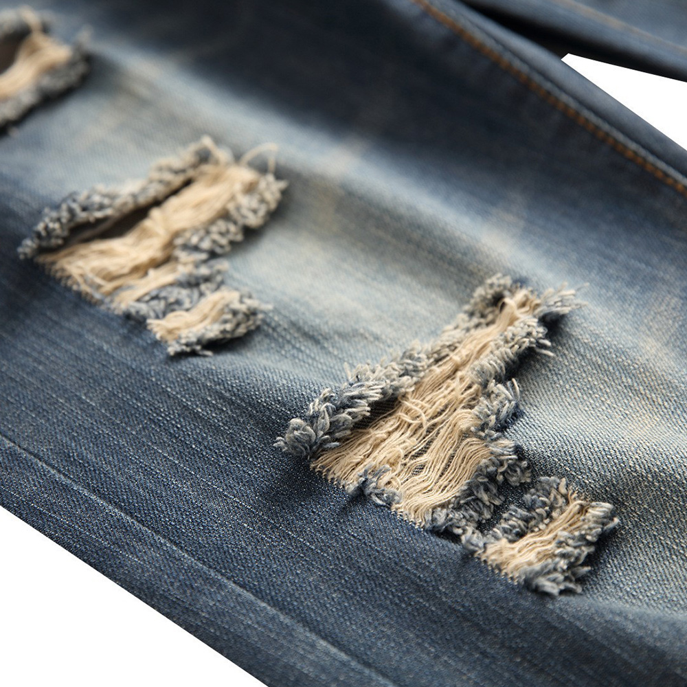 Stylische zerrissene Straight Slim Jeans für Herren