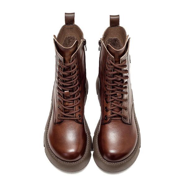 Metallwolke Vintage-Martin-Stiefel aus Leder mit hohem Schaft für Damen