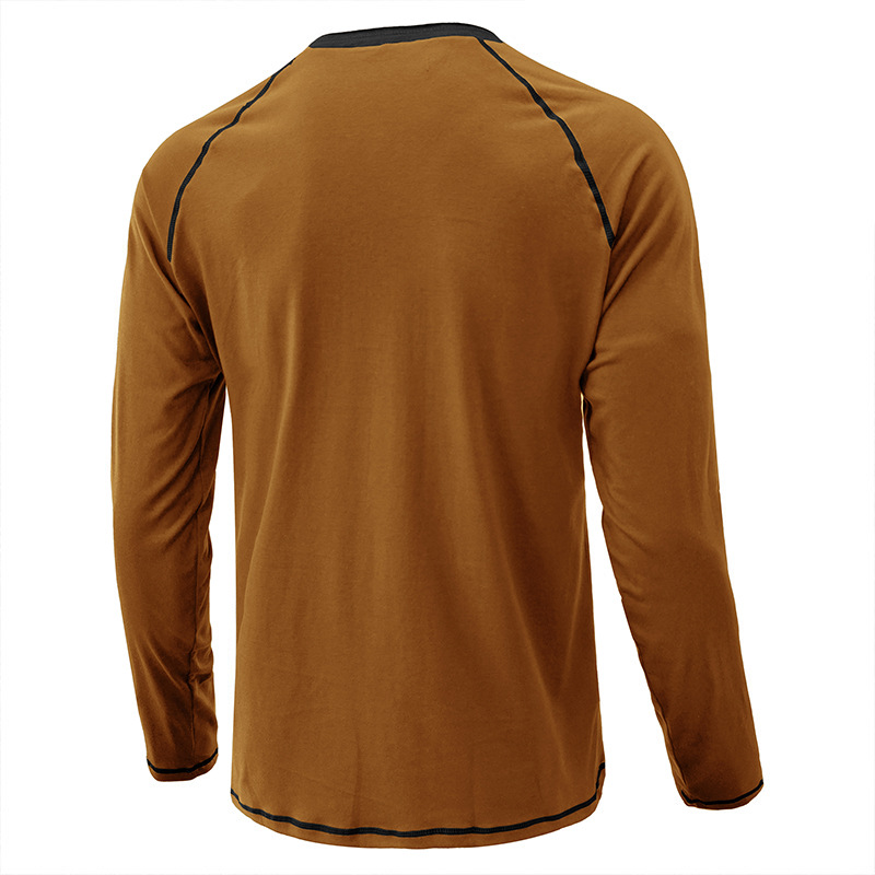 Einfaches lässiges Henley-Hals-Langarm-T-Shirt für Herren