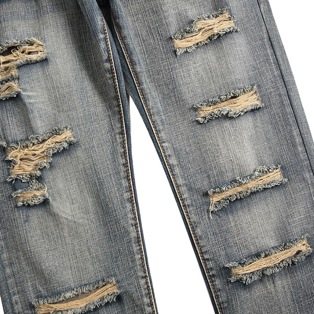 Stylische zerrissene Straight Slim Jeans für Herren