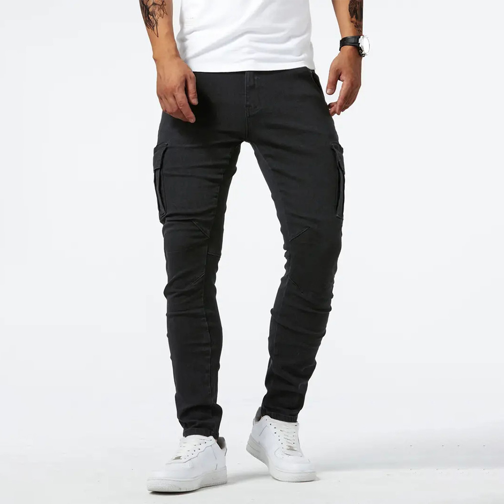 Jean skinny décontracté multi-poches pour hommes
