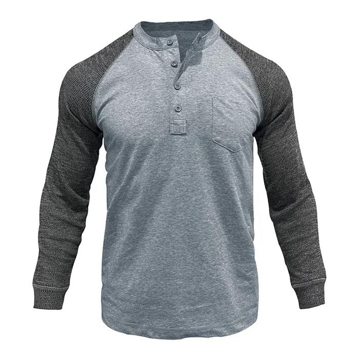 Lässiges Langarm-T-Shirt mit Patchwork-Muster für Herren