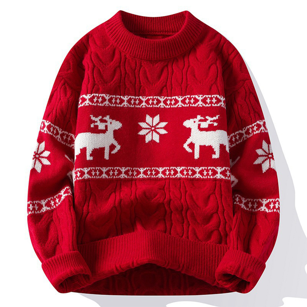 Weicher, kuscheliger Pullover mit weihnachtlichem Elchmuster