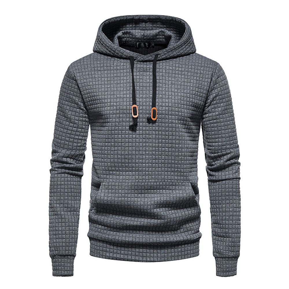 Langärmliges Herren-Sweatshirt mit Waffelmuster und Kapuze