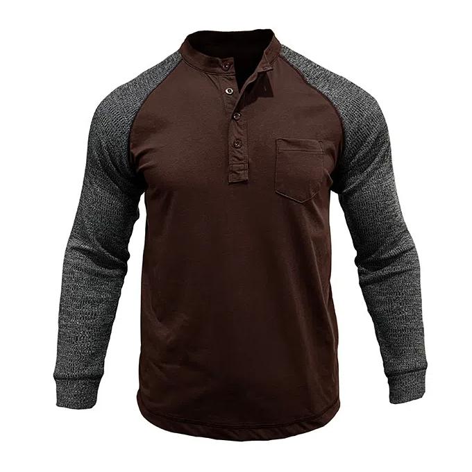 Lässiges Langarm-T-Shirt mit Patchwork-Muster für Herren