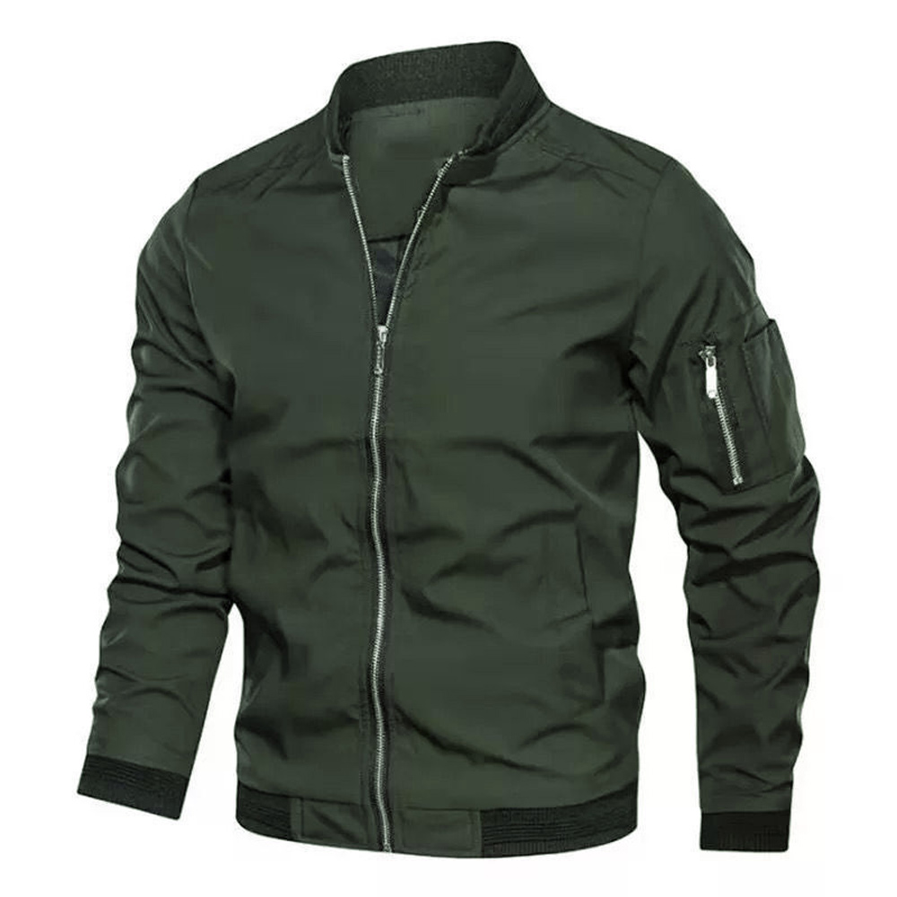 Veste décontractée à col montant et fermeture éclair pour homme