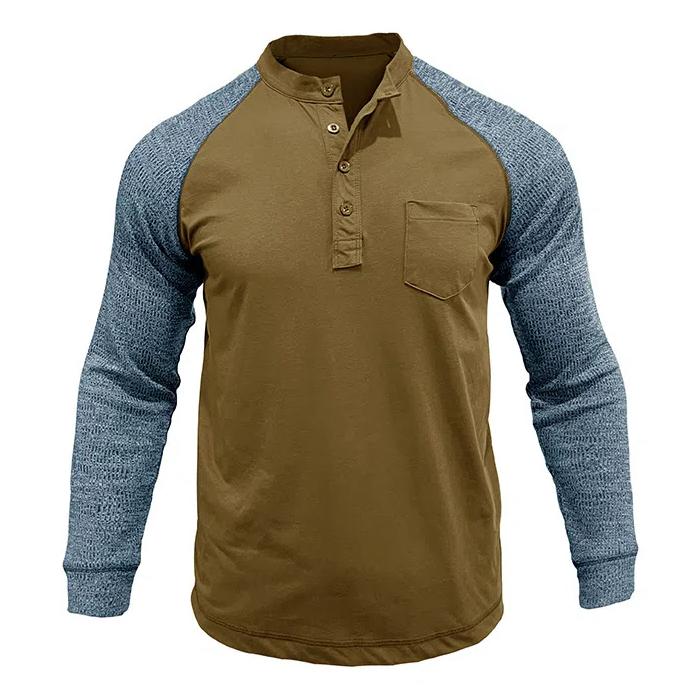 Lässiges Langarm-T-Shirt mit Patchwork-Muster für Herren